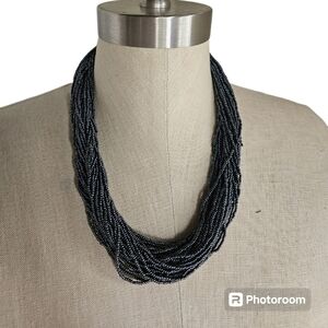 NWT STEPHAN ADRIAN Dark Gray Beaded Necklace | 20"